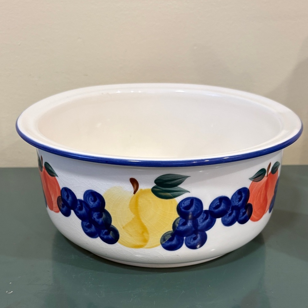 Dansk Tuscany Collection Serving Bowl with Vibrant, Multi-colored Fruit Rim